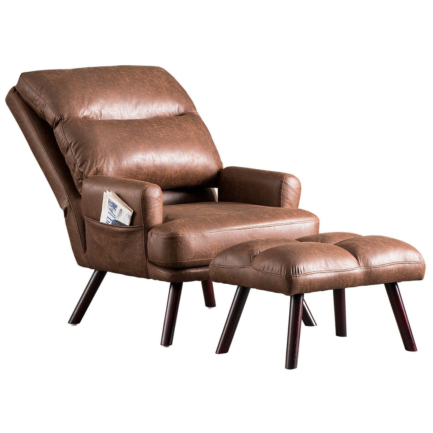 OVIOS Living Room Accent Chair with Ottoman, 6 Angles Adjustable