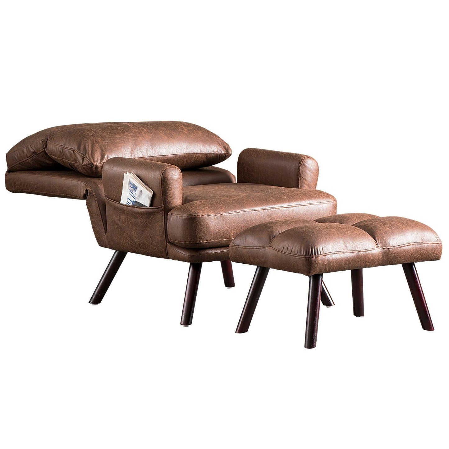 OVIOS Living Room Accent Chair with Ottoman, 6 Angles Adjustable