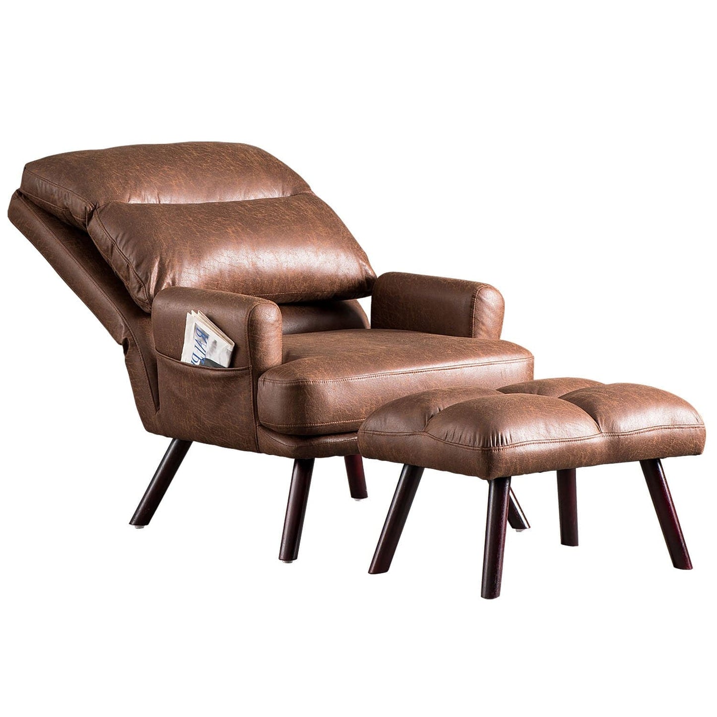 OVIOS Living Room Accent Chair with Ottoman, 6 Angles Adjustable