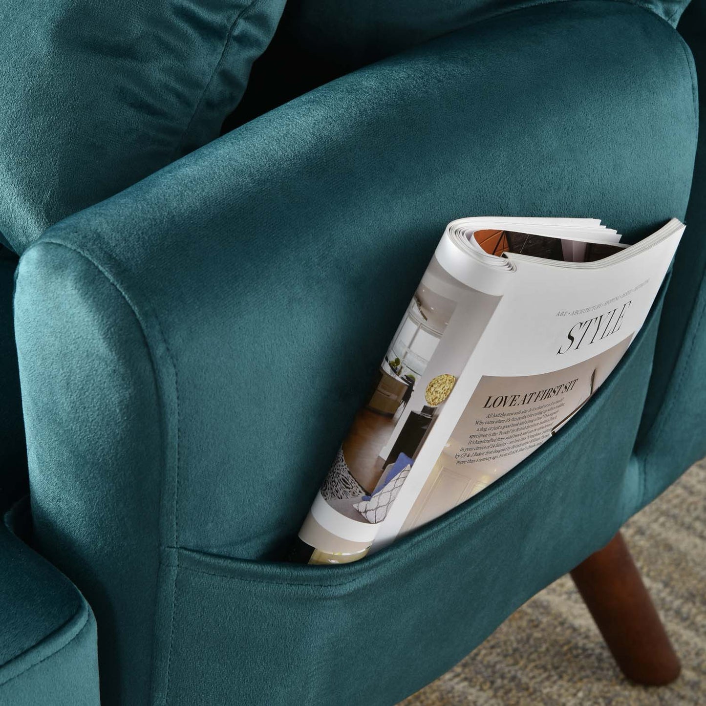 OVIOS Living Room Accent Chair with Ottoman, 6 Angles Adjustable