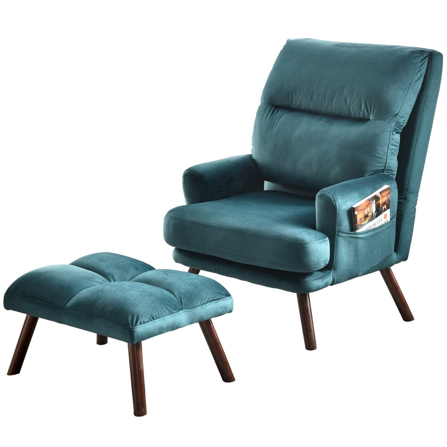 OVIOS Living Room Accent Chair with Ottoman, 6 Angles Adjustable