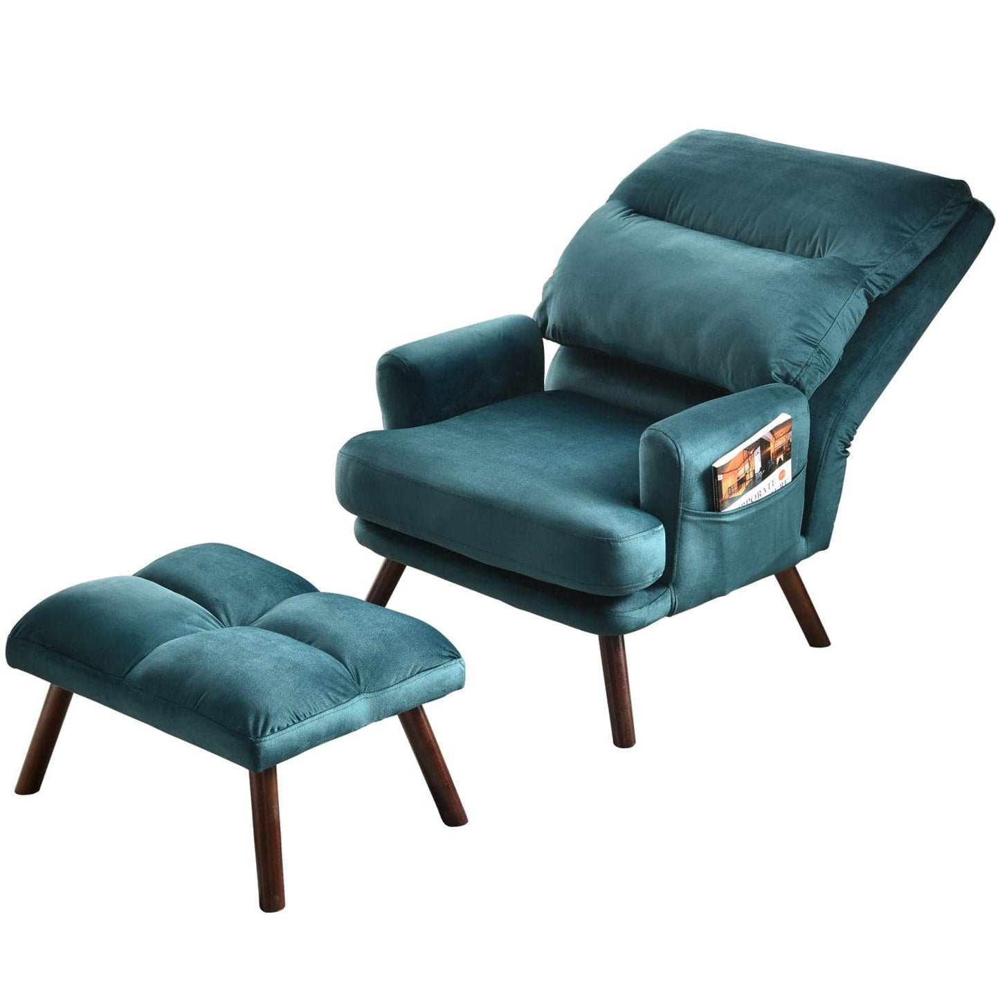 OVIOS Living Room Accent Chair with Ottoman, 6 Angles Adjustable