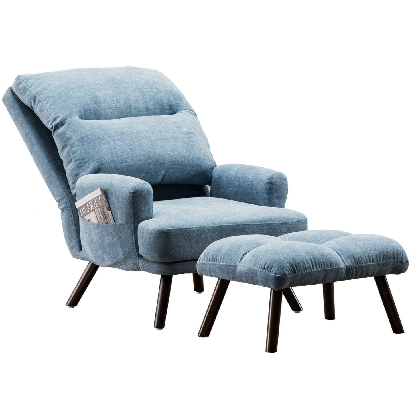 OVIOS Living Room Accent Chair with Ottoman, 6 Angles Adjustable