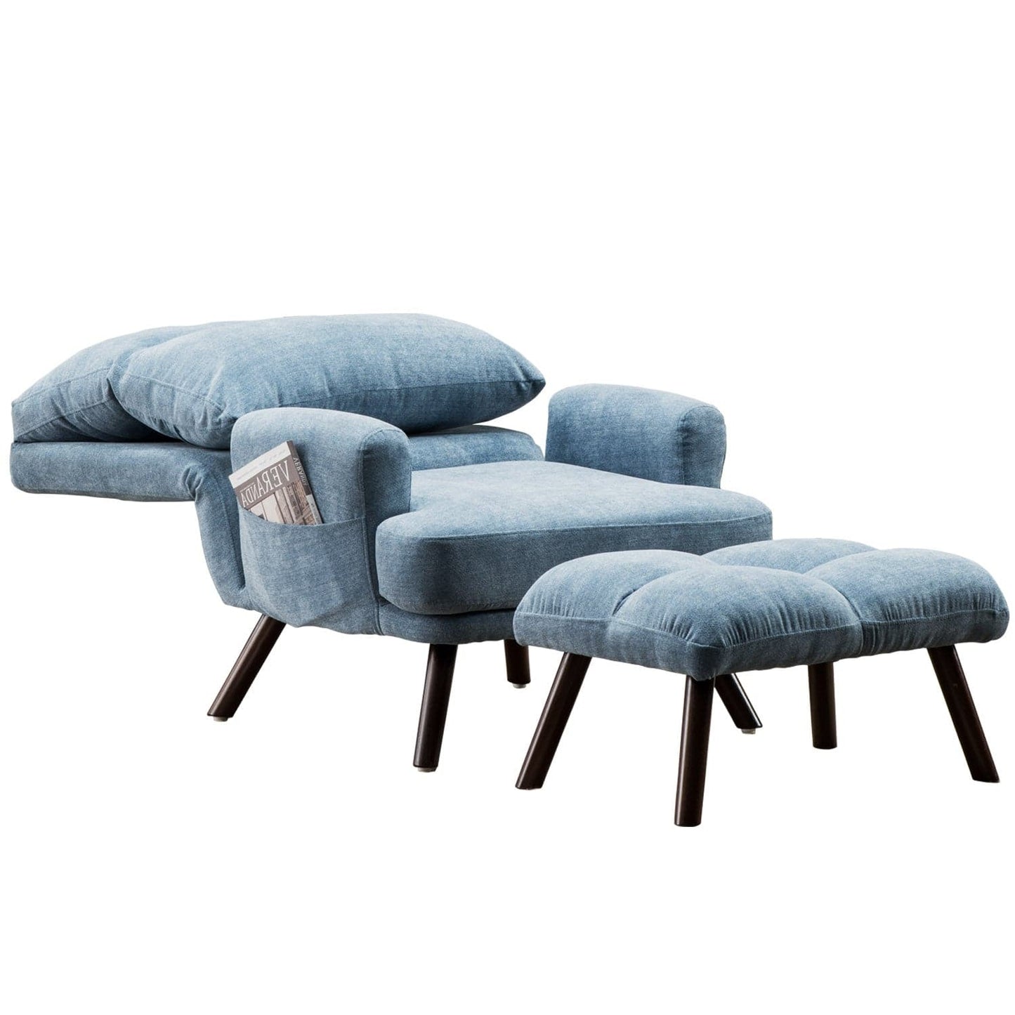 OVIOS Living Room Accent Chair with Ottoman, 6 Angles Adjustable