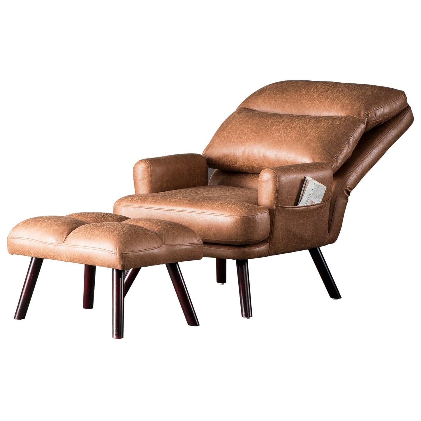 OVIOS Living Room Accent Chair with Ottoman, 6 Angles Adjustable