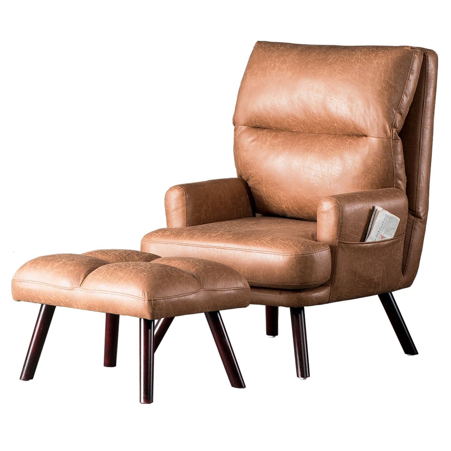 OVIOS Living Room Accent Chair with Ottoman, 6 Angles Adjustable