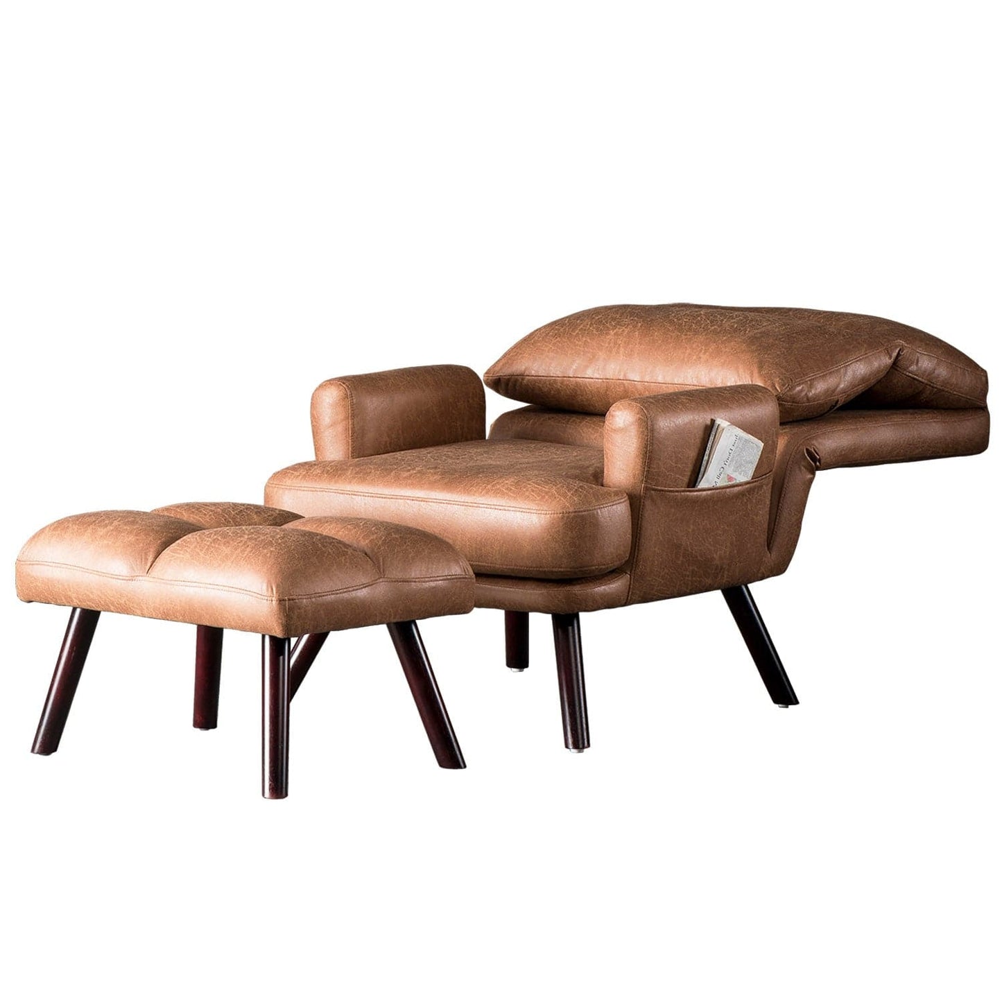 OVIOS Living Room Accent Chair with Ottoman, 6 Angles Adjustable