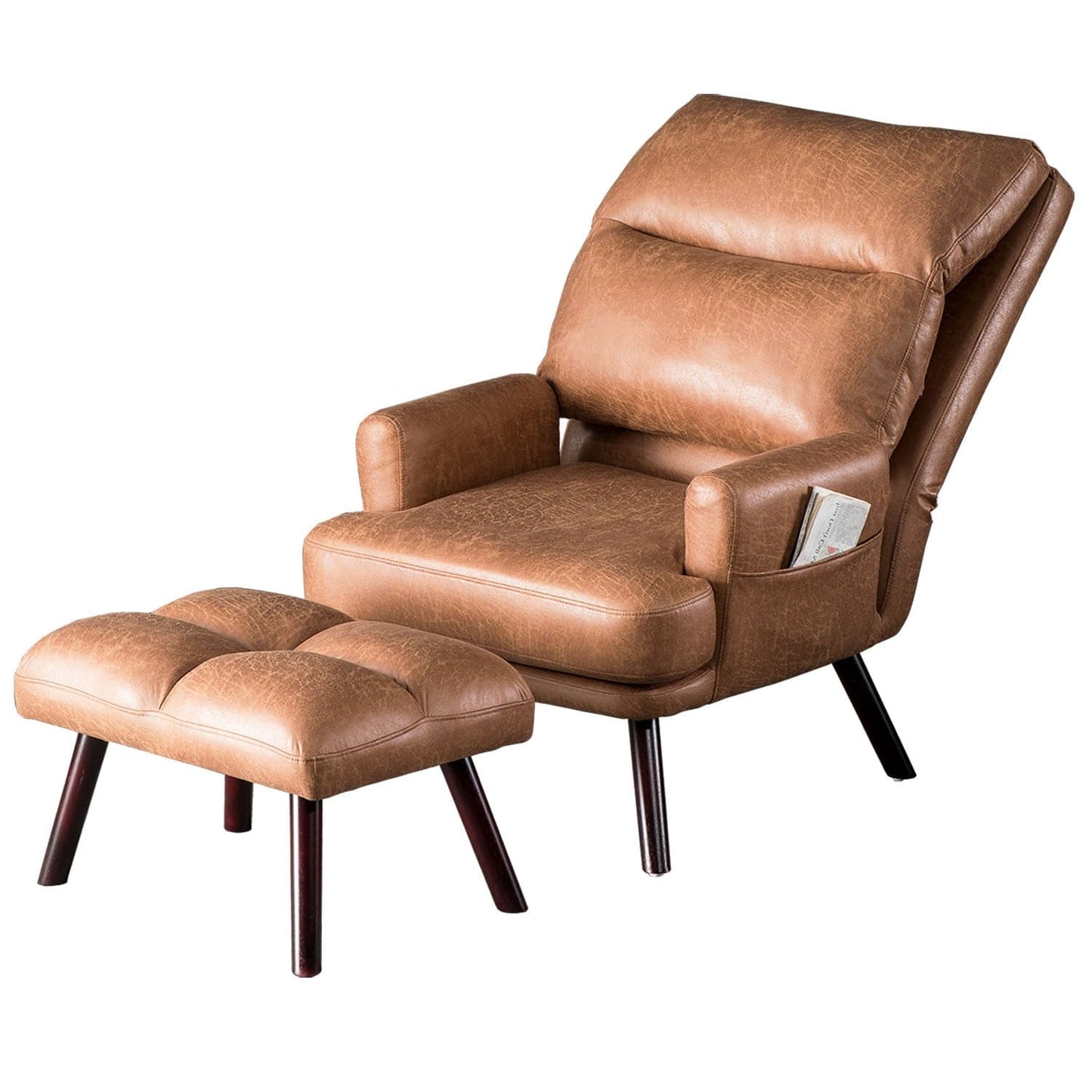 OVIOS Living Room Accent Chair with Ottoman, 6 Angles Adjustable