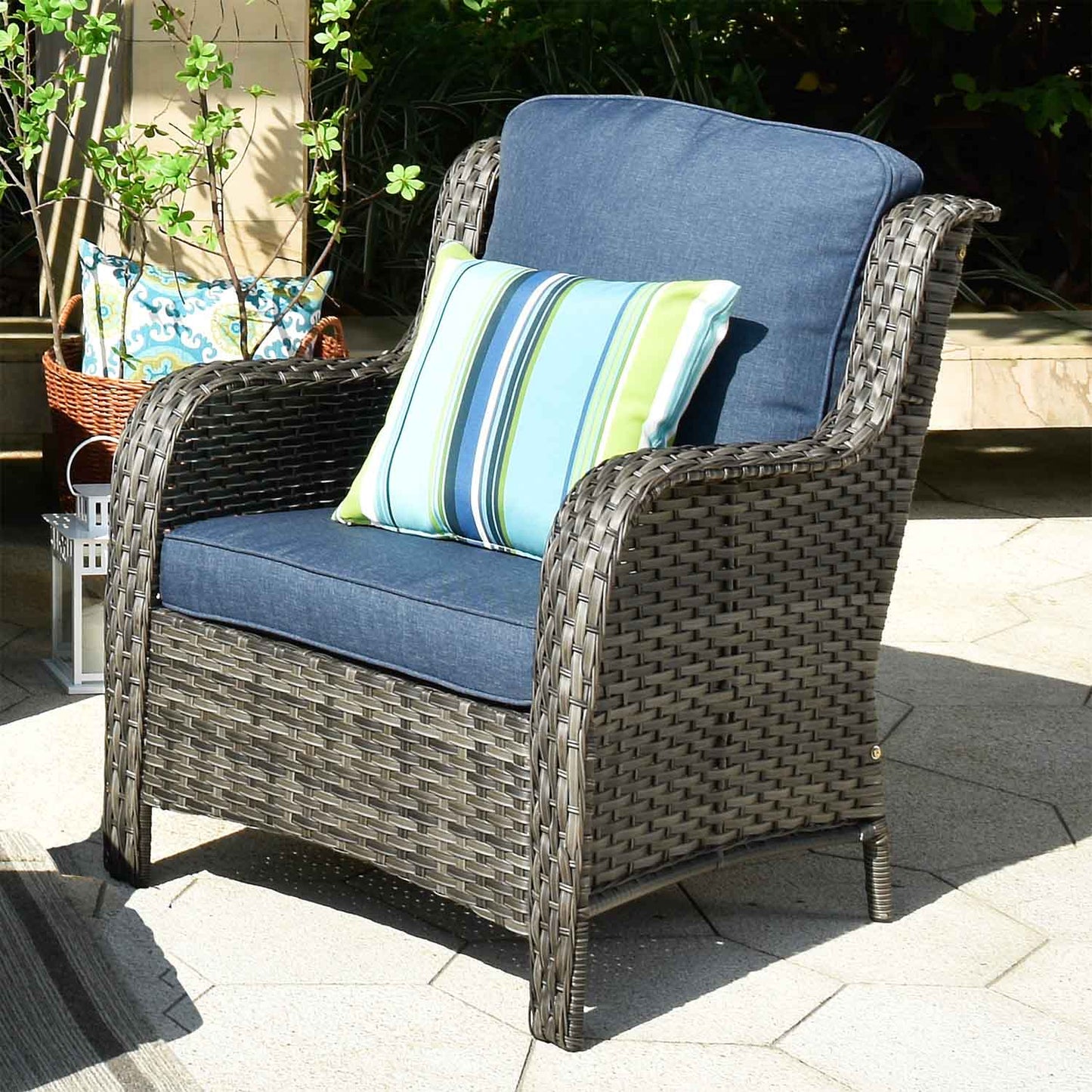 OVIOS Outdoor Furniture 6-Piece with 30'' Fire Pit Table and Kenard 2 Rocking Chairs
