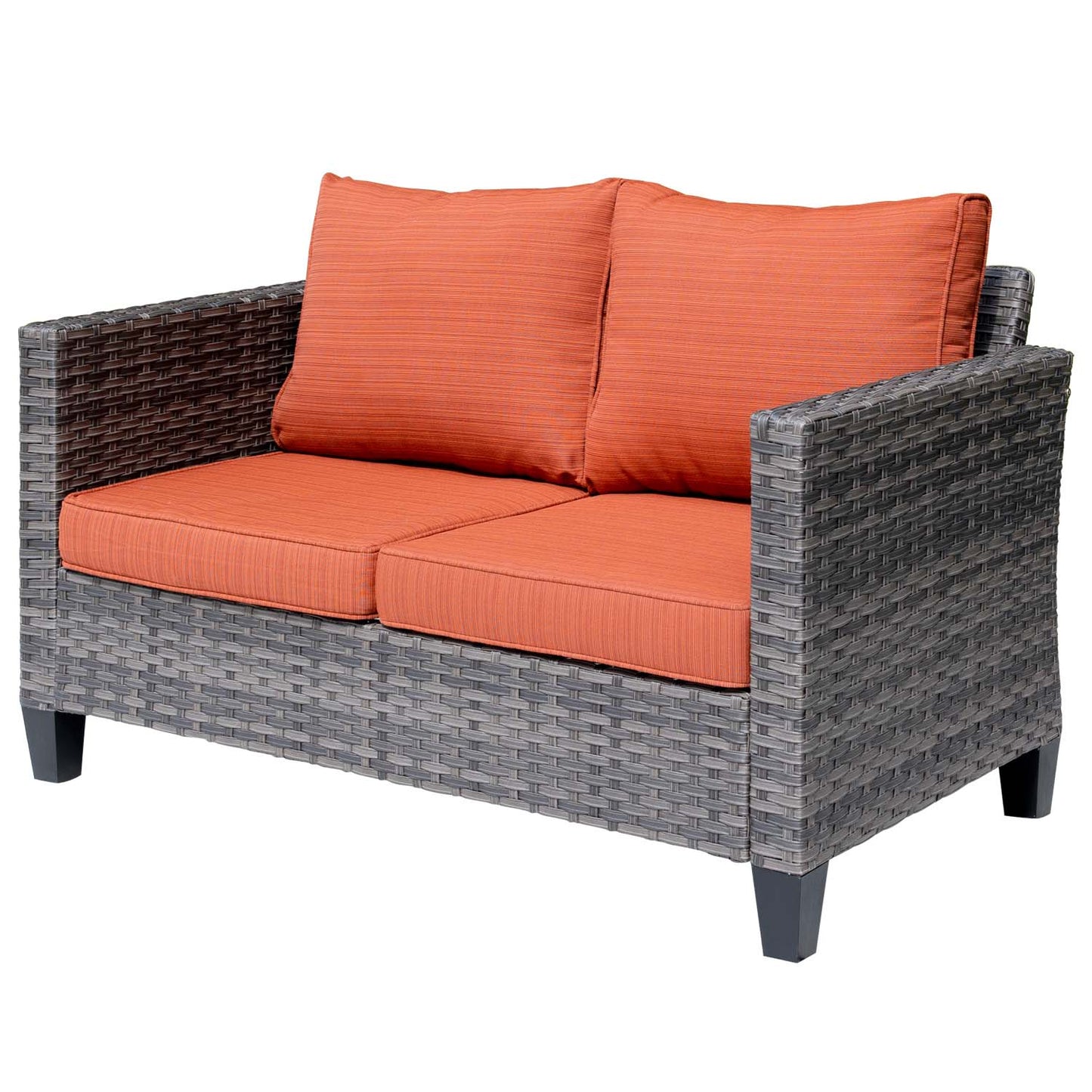 OVIOS Patio Vultros 6-Piece Set With Swivel Chair Lover seat and 30'' Propane Fire Pit Table