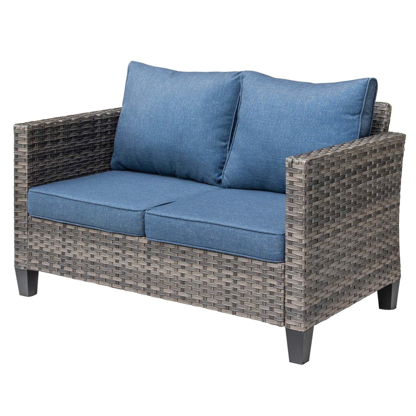OVIOS Patio Vultros 6-Piece Set With Swivel Chair Lover seat and 30'' Propane Fire Pit Table