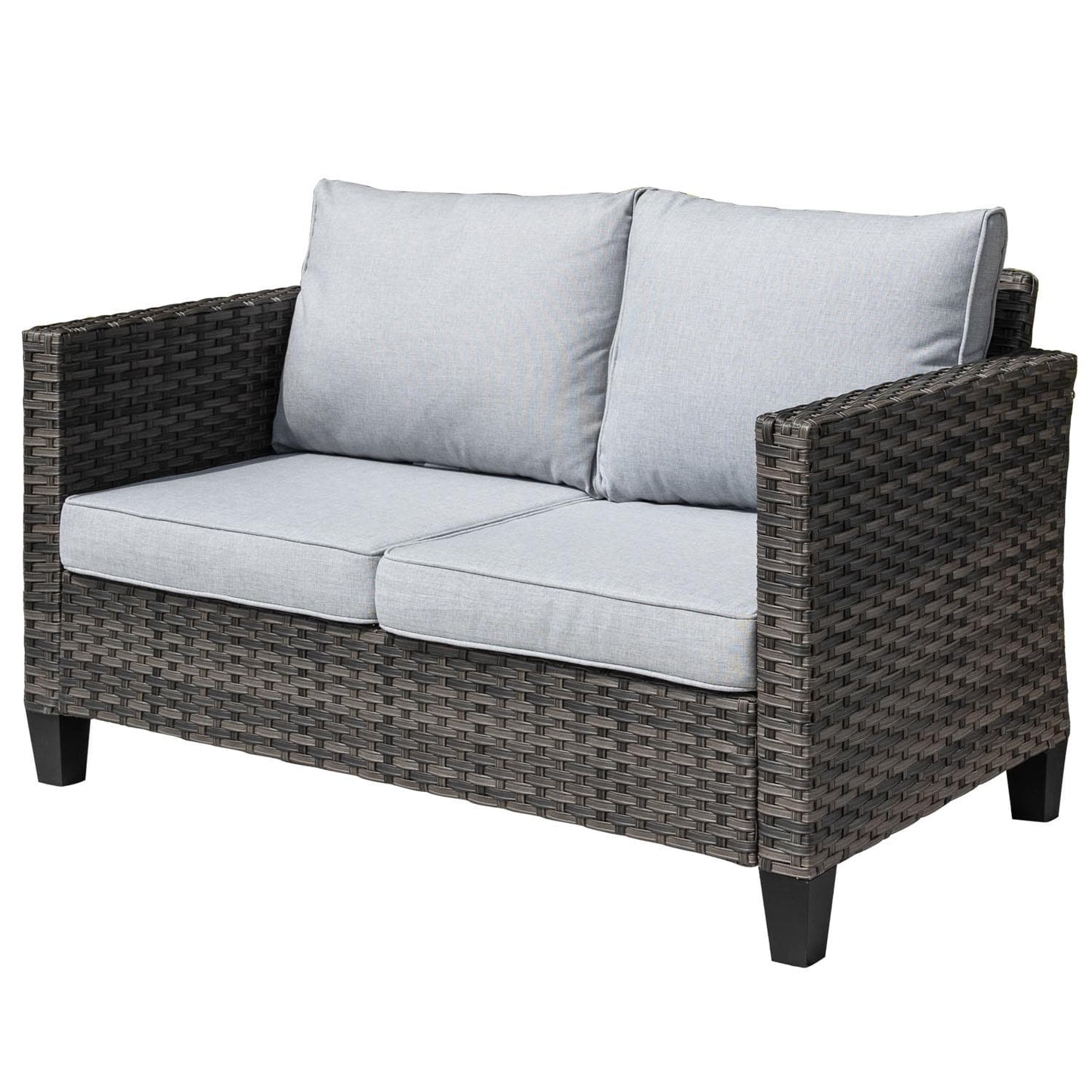 OVIOS Patio Vultros 6-Piece Set With Swivel Chair Lover seat and 30'' Propane Fire Pit Table
