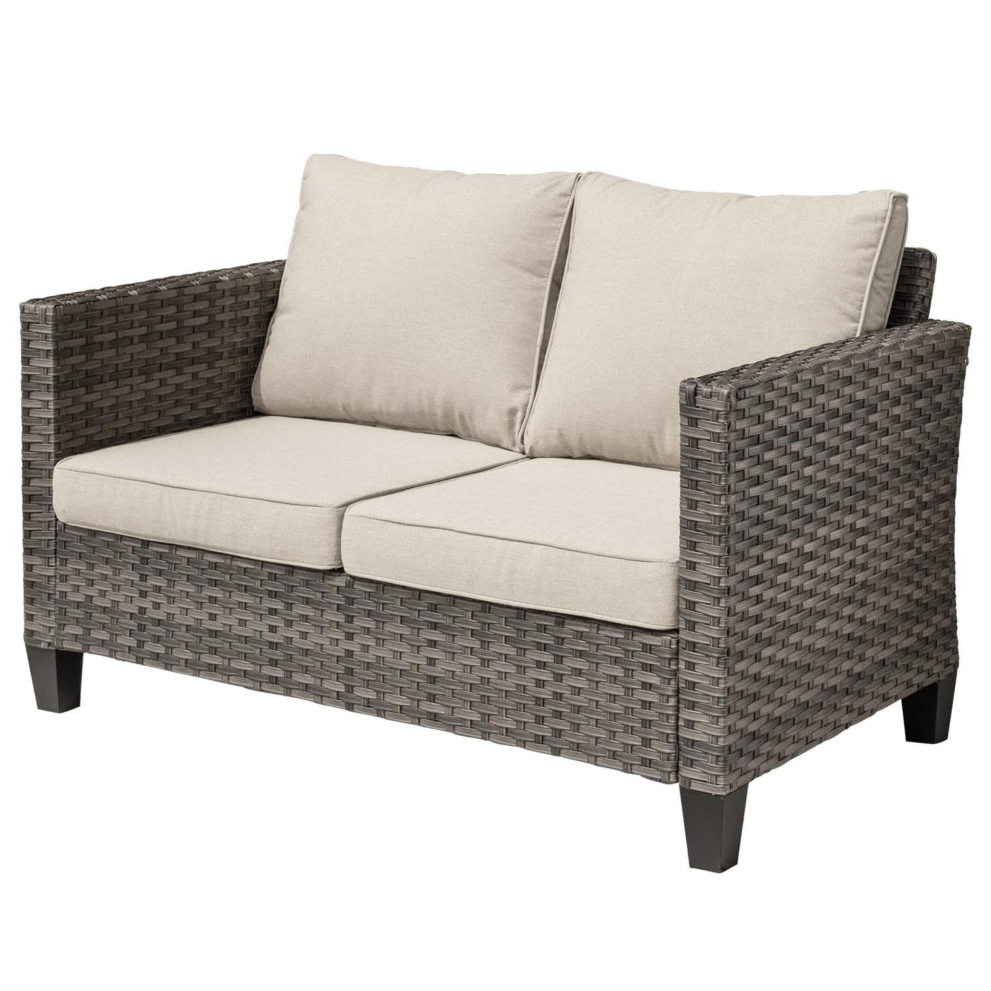 OVIOS Patio Vultros 6-Piece Set With Swivel Chair Lover seat and 30'' Propane Fire Pit Table