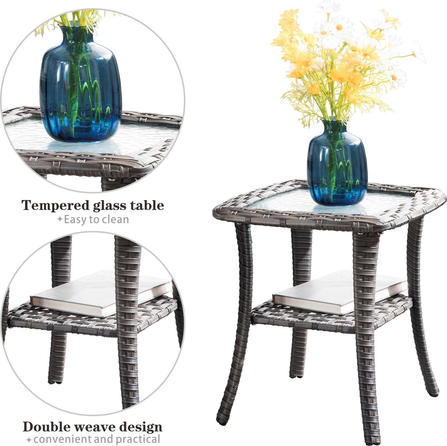 OVIOS Patio Vultros 6-Piece Set With Swivel Chair Lover seat and 30'' Propane Fire Pit Table