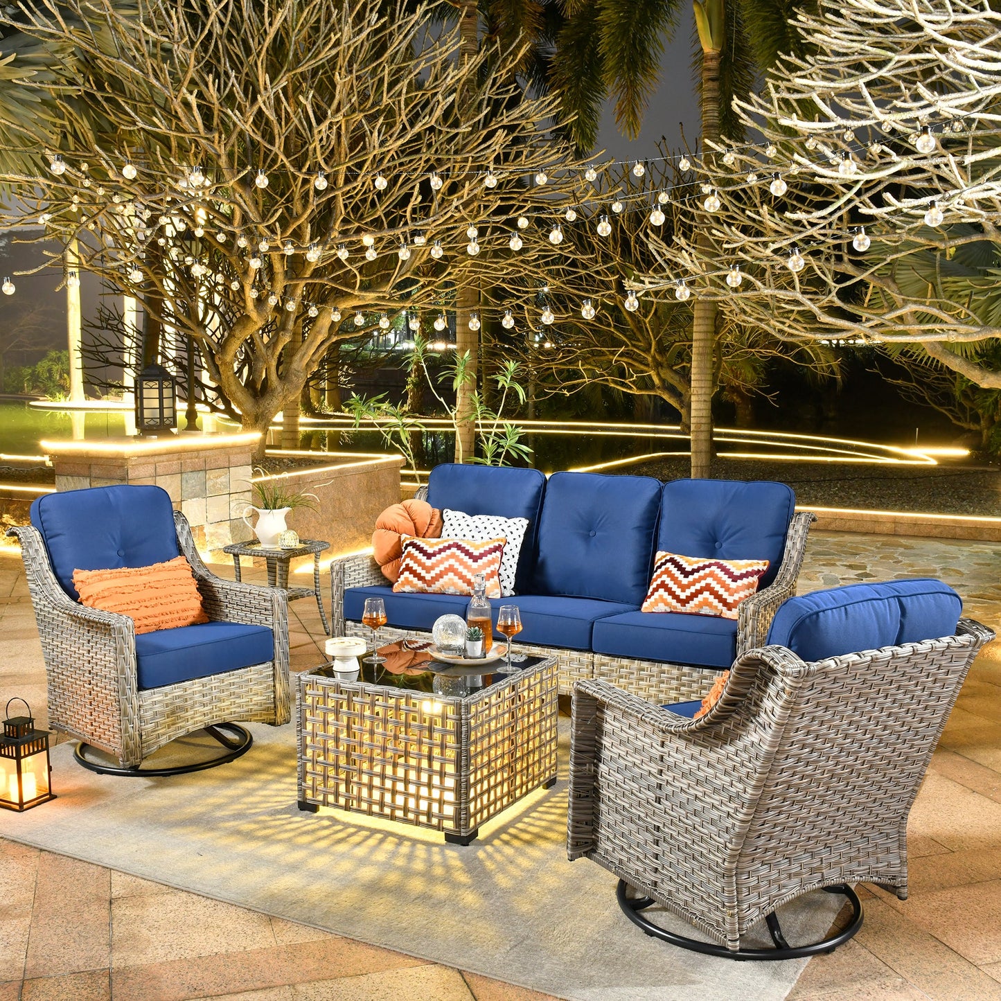 Ovios Conversation Set 5-Piece, PAD Series,Included Swivel Chair