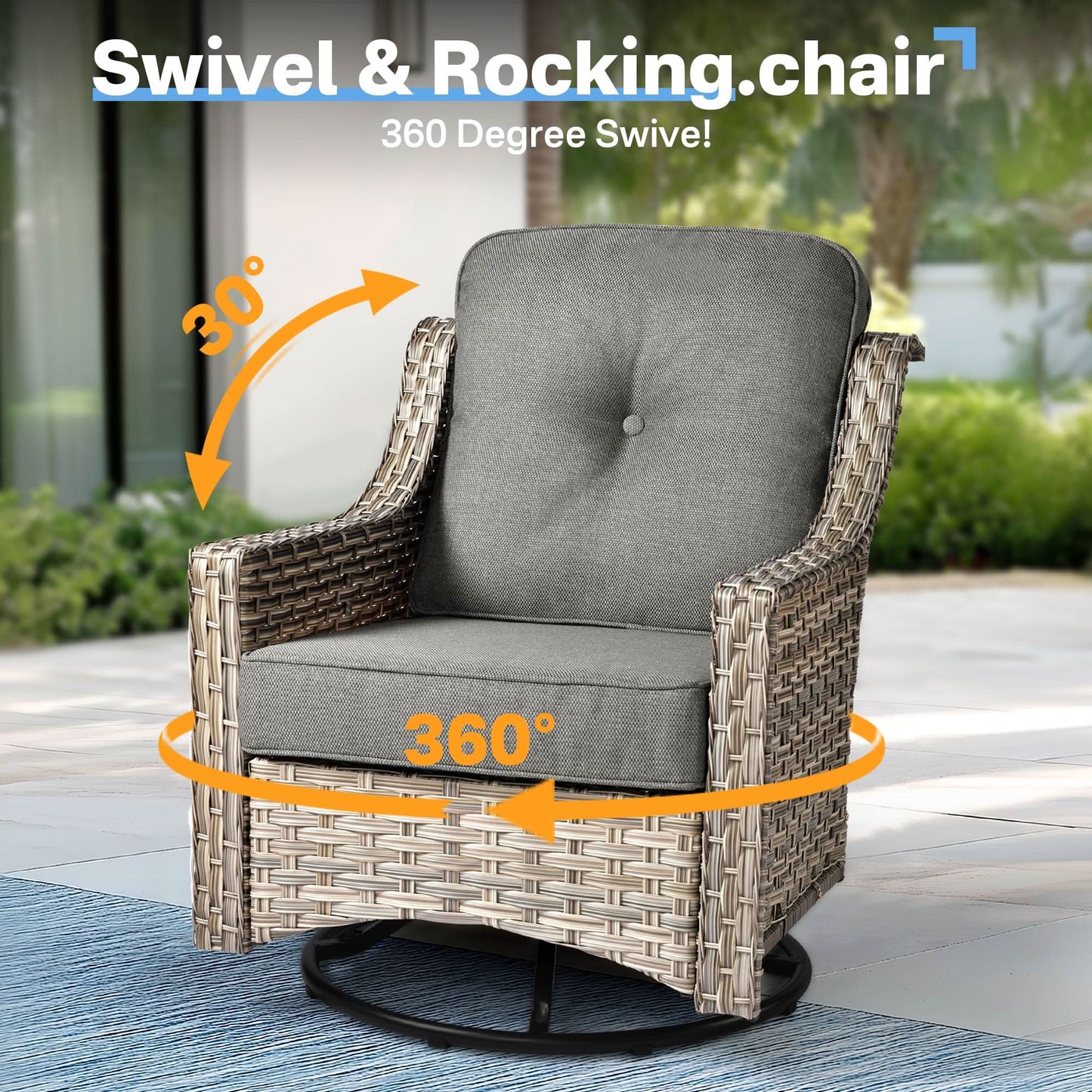 OVIOS Conversation Set 3-Piece PAD Series,Swivel Chair