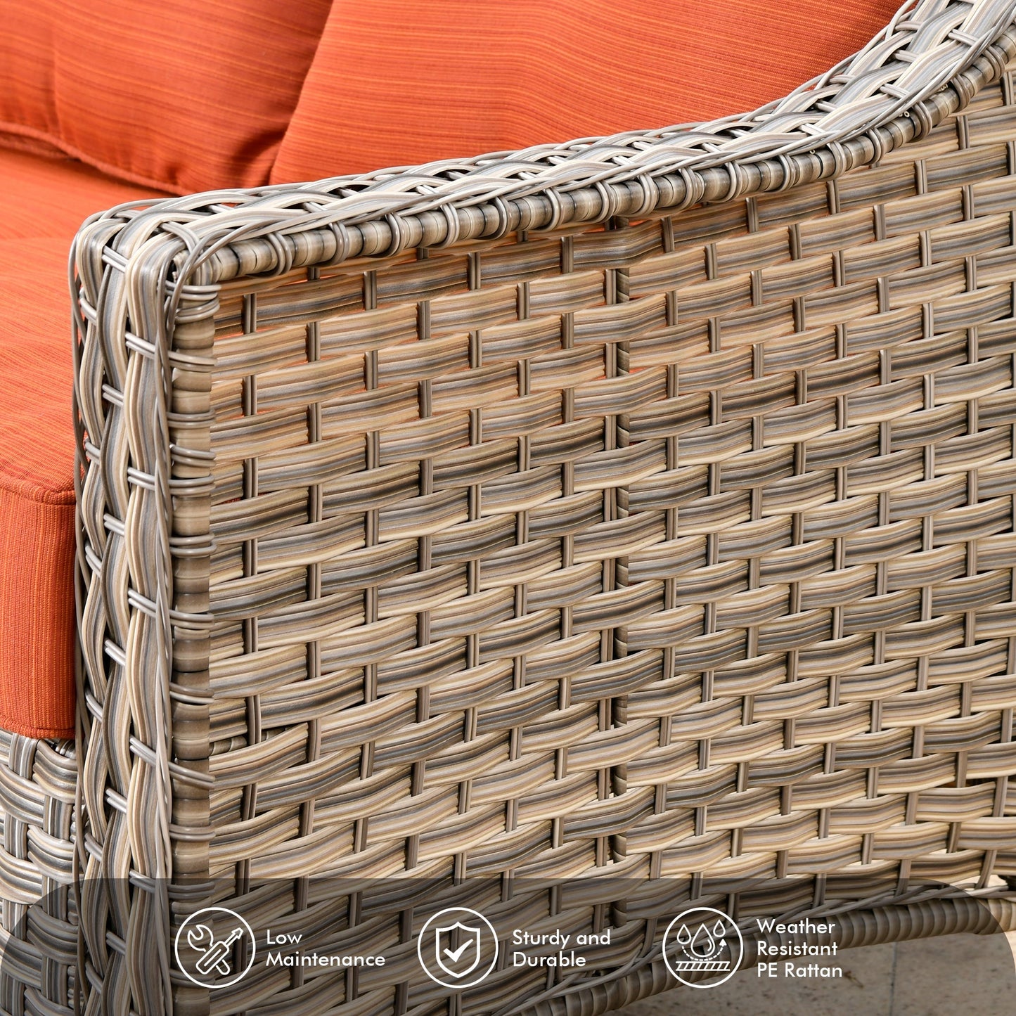 OVIOS Conversation Set 5-Piece PAD Series include Rocking Chair & 47"Fire Pit Table