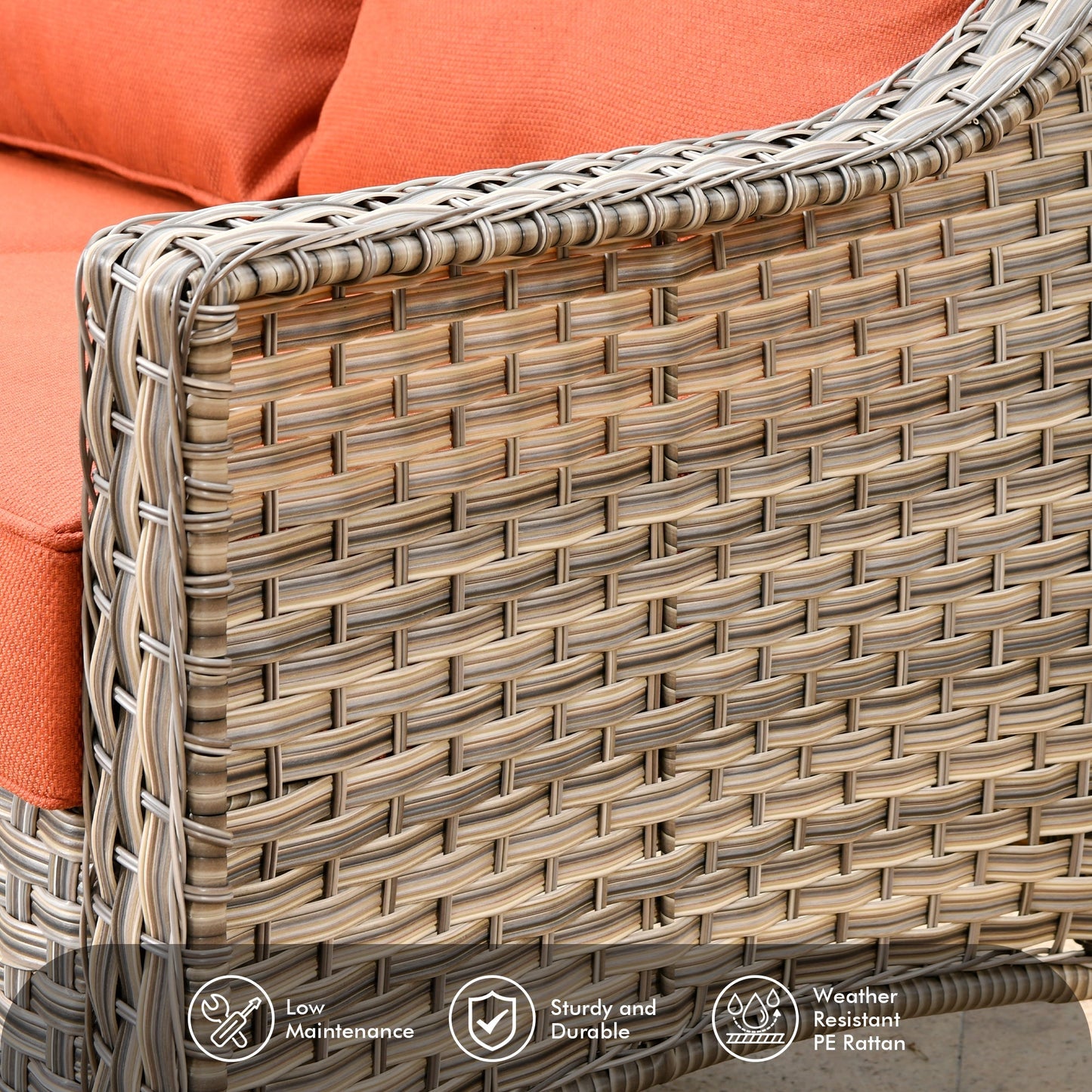 OVIOS Conversation Set 5-Piece PAD Series include Rocking Chair & 47"Fire Pit Table