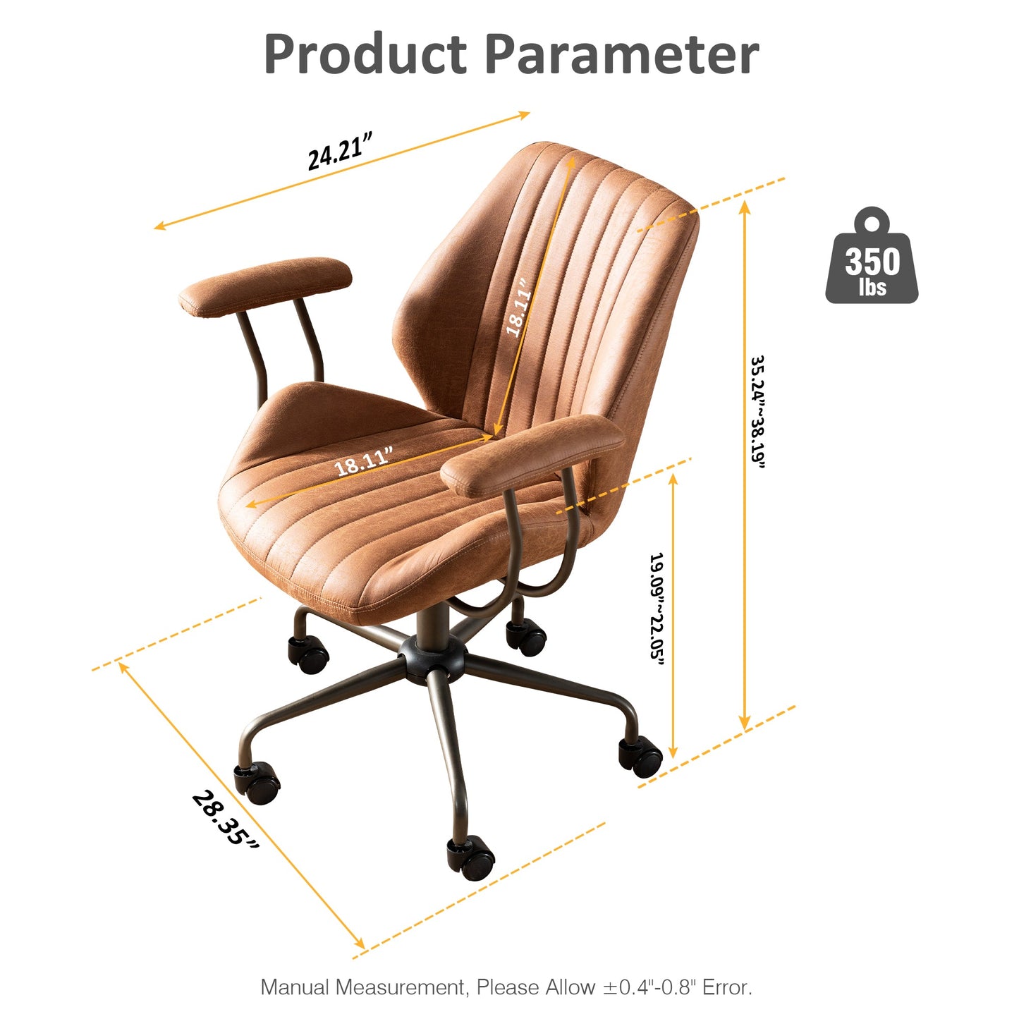 OVIOS Office Chair Suede Fabric for Executive and Home Office Ergonomic Chair