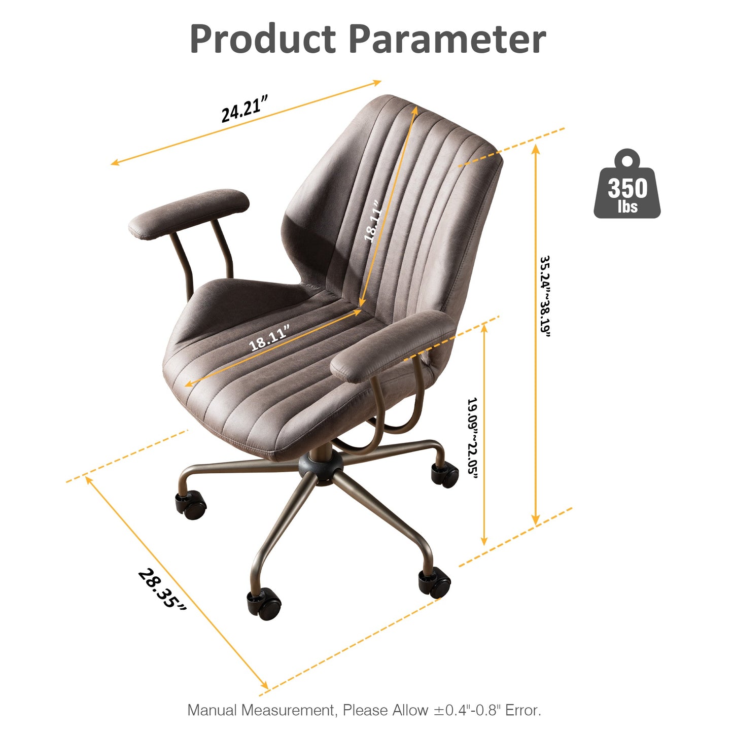OVIOS Office Chair Suede Fabric for Executive and Home Office Ergonomic Chair