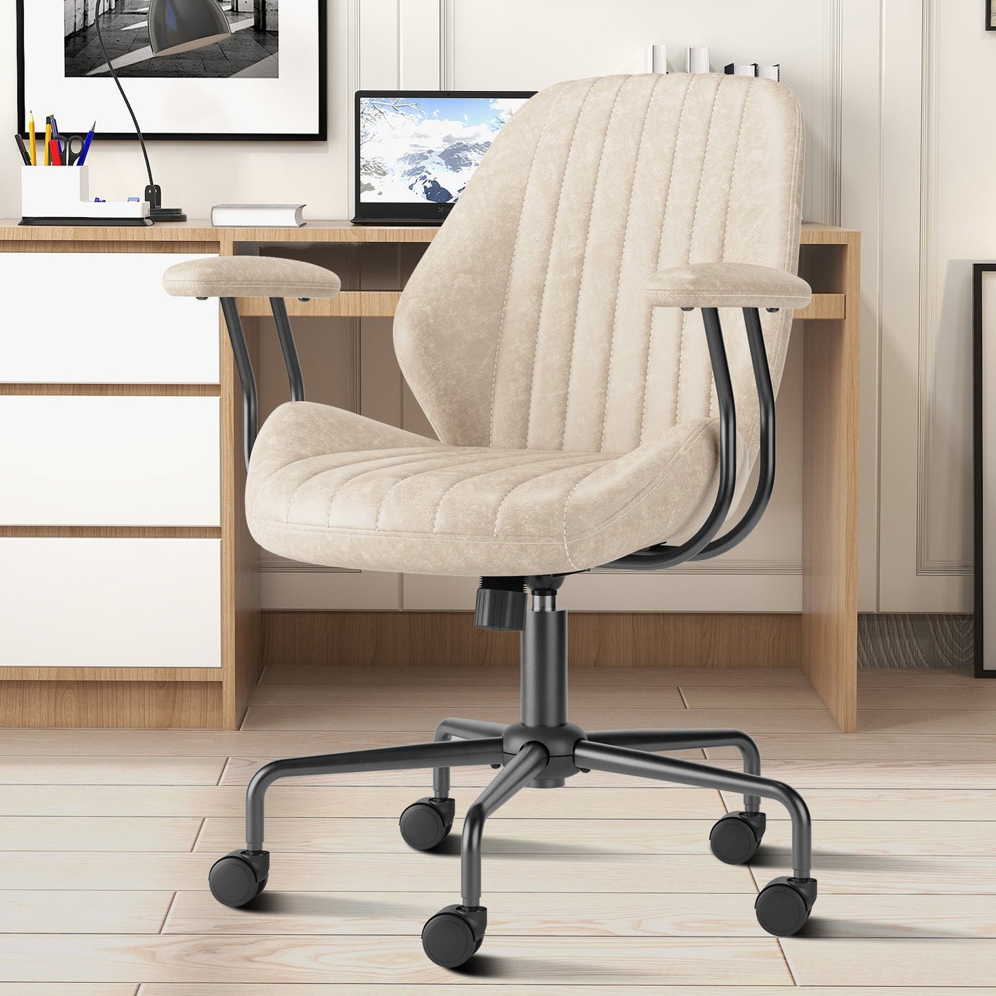 OVIOS Office Chair Suede Fabric for Executive and Home Office Ergonomic Chair
