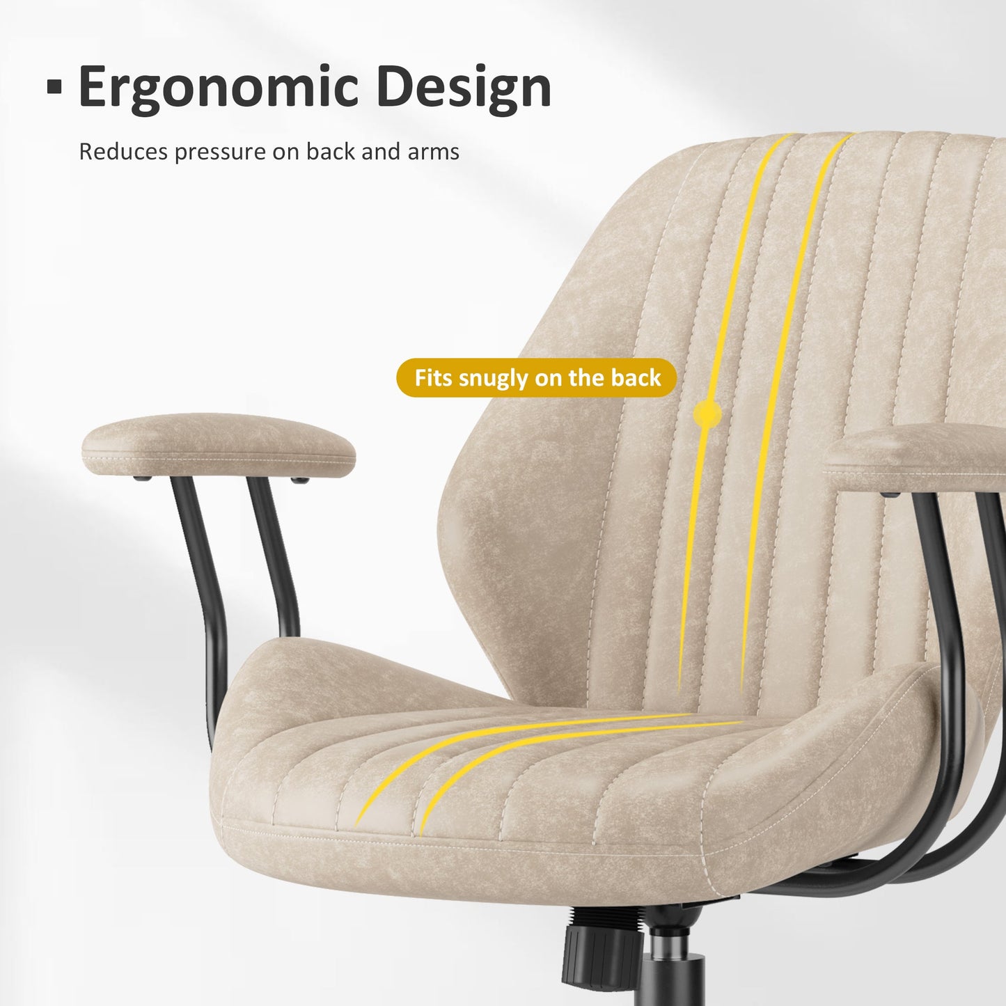 OVIOS Office Chair Suede Fabric for Executive and Home Office Ergonomic Chair