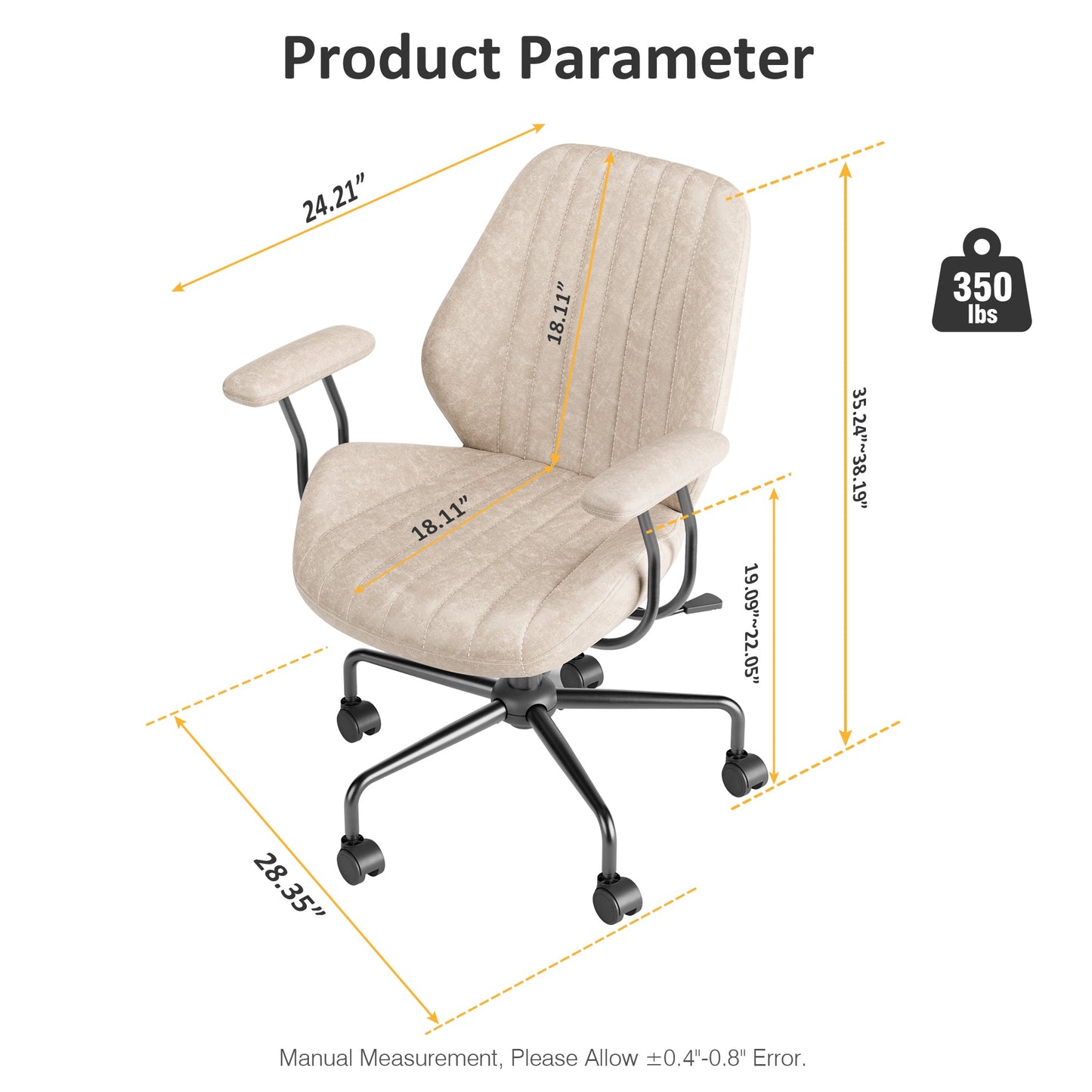OVIOS Office Chair Suede Fabric for Executive and Home Office Ergonomic Chair
