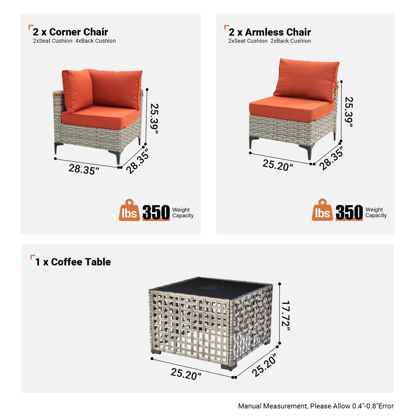 SKT Series - Sectional Outdoor Furniture Set 5-Piece