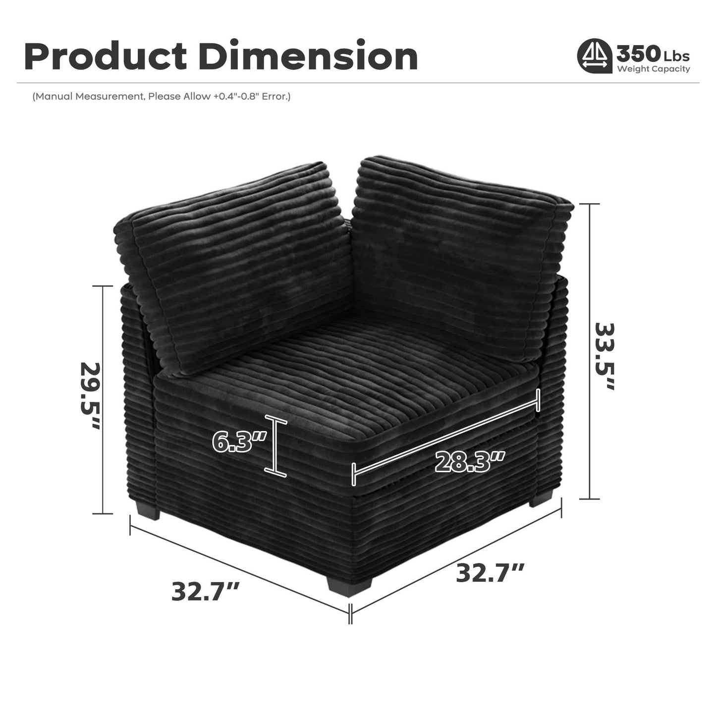 OVIOS Modular Sectional Sofa Couch with Oversized Chaise