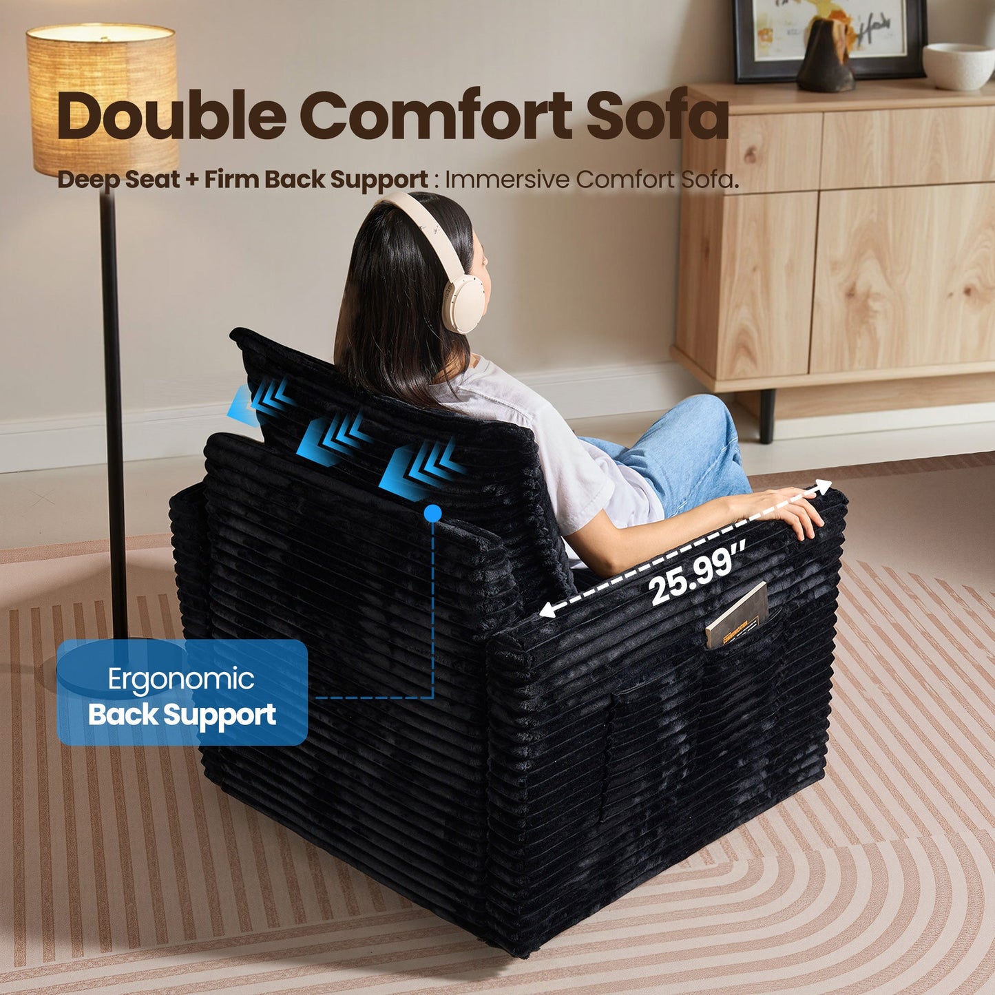 OVIOS Modular Sectional Sofa Couch with Oversized Chaise