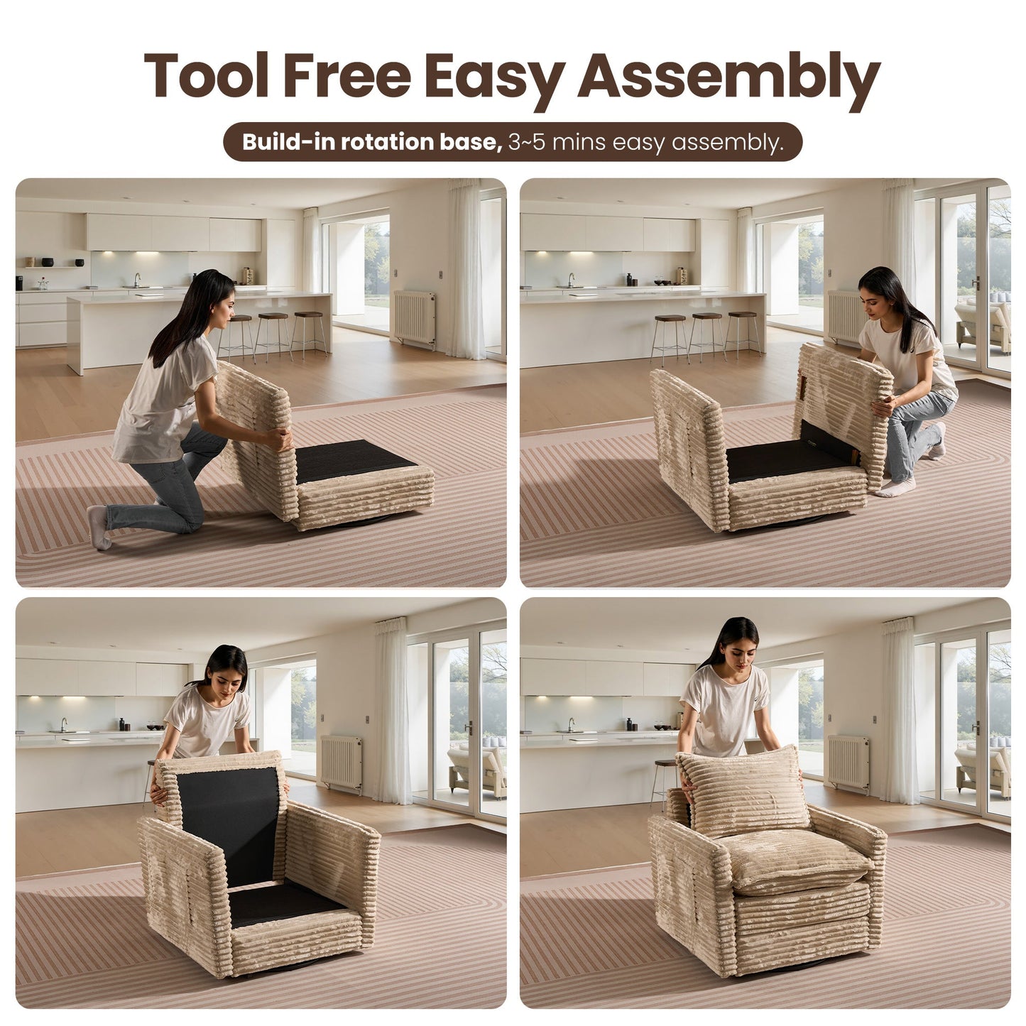 OVIOS Modular Sectional Sofa Couch with Oversized Chaise