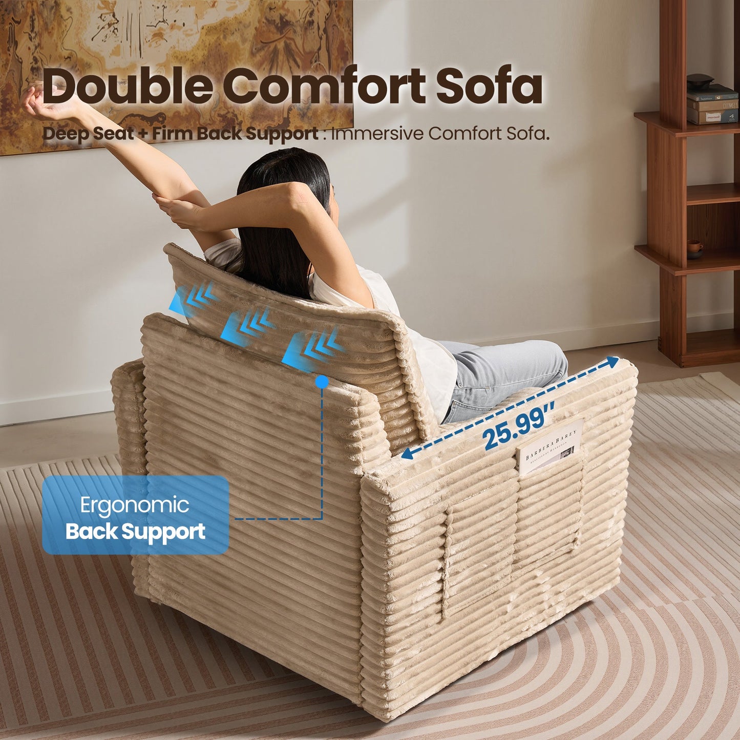 OVIOS Modular Sectional Sofa Couch with Oversized Chaise