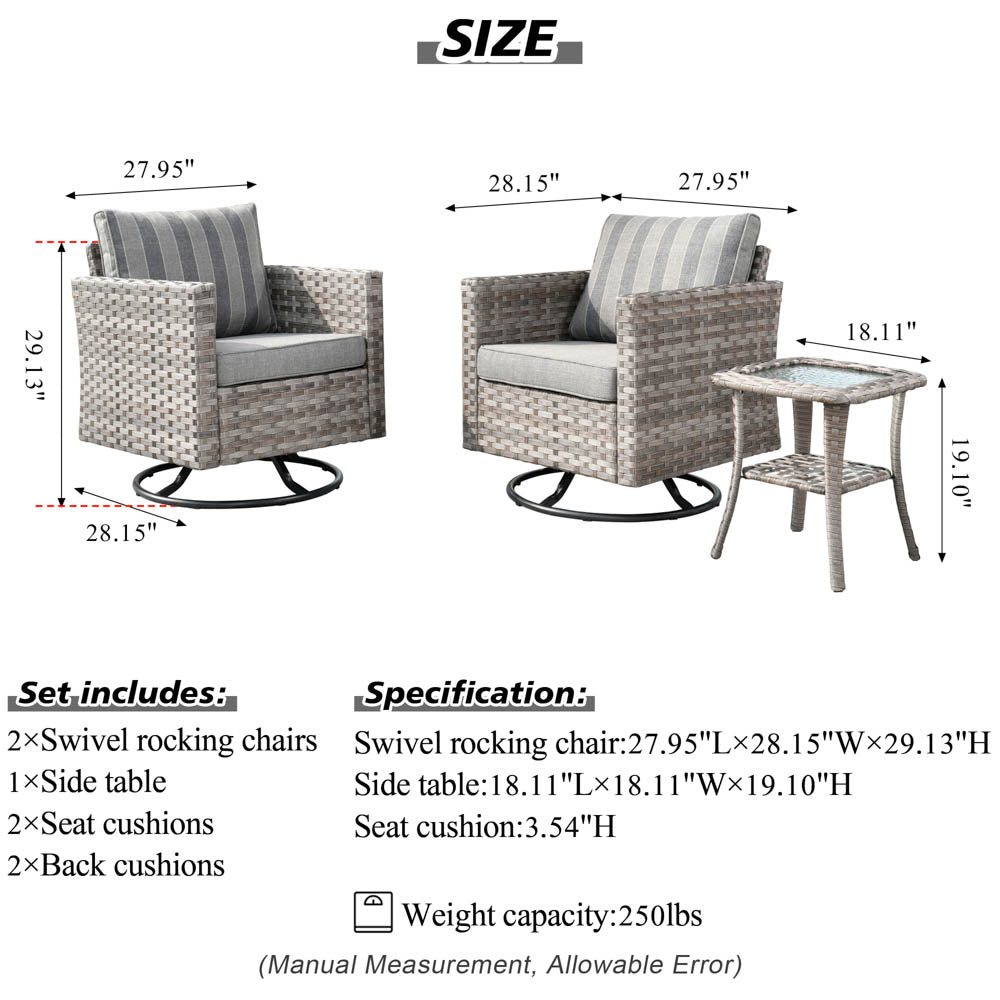 OVIOS Rocking Chair Outdoor Table and Chairs matching BBR broad handrails series