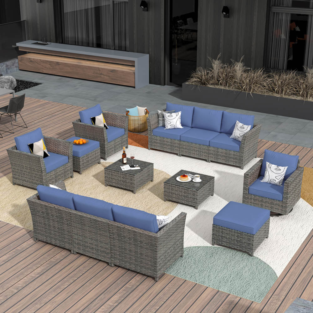 OVIOS New Rimaru Series Patio Furniture Set 13-Piece include Swivel Chairs Set Partially Assembled