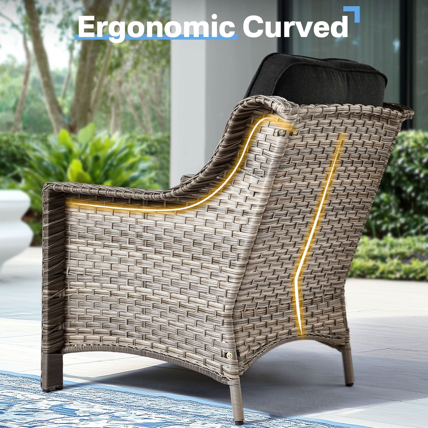 Outdoor 8 Pieces Coversation Set with Swivel Rocking Chair