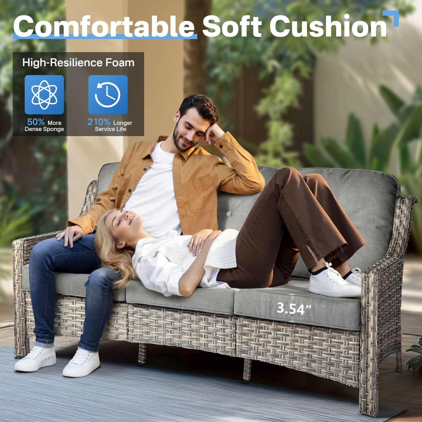 Outdoor 8 Pieces Coversation Set with Swivel Rocking Chair