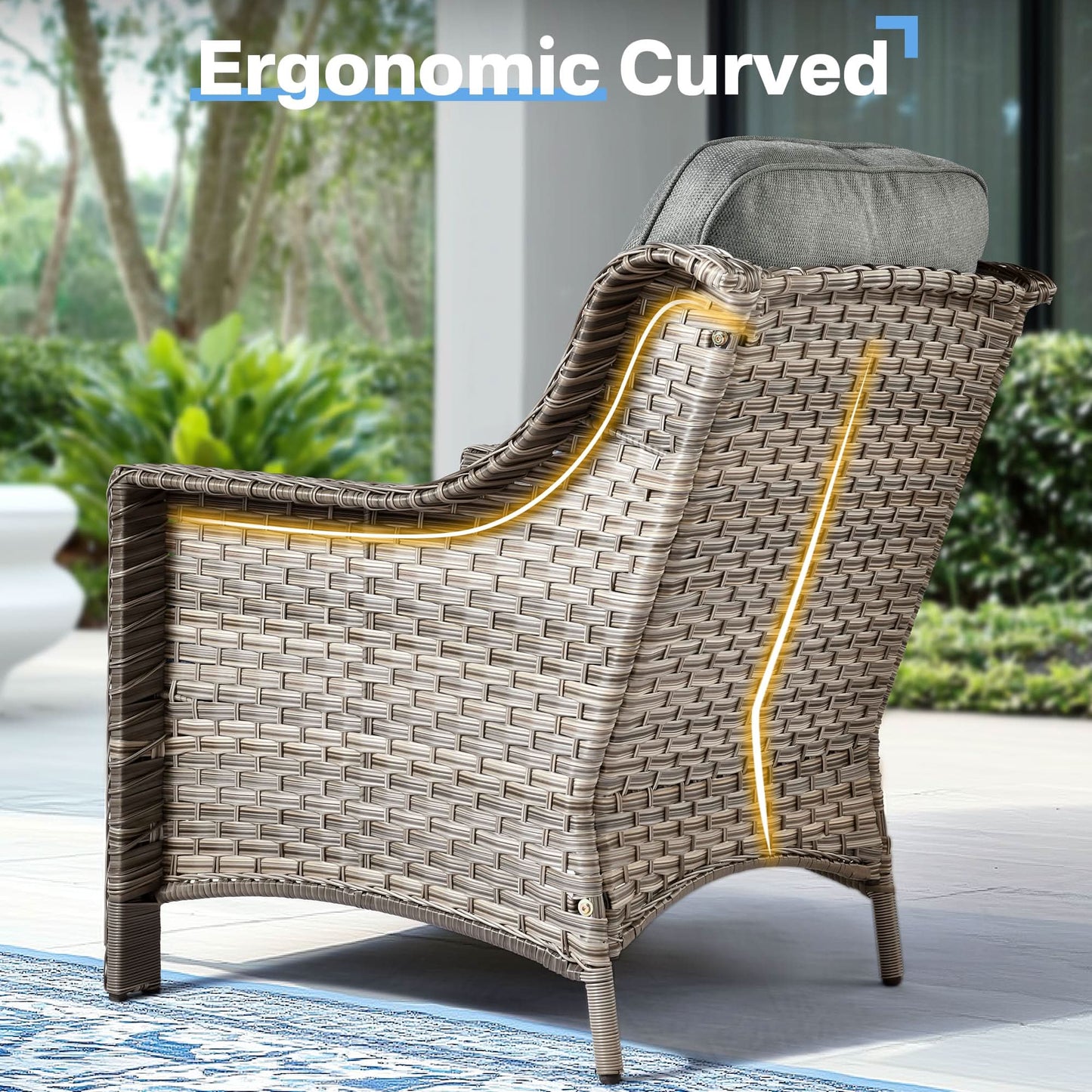 Outdoor 8 Pieces Coversation Set with Swivel Rocking Chair
