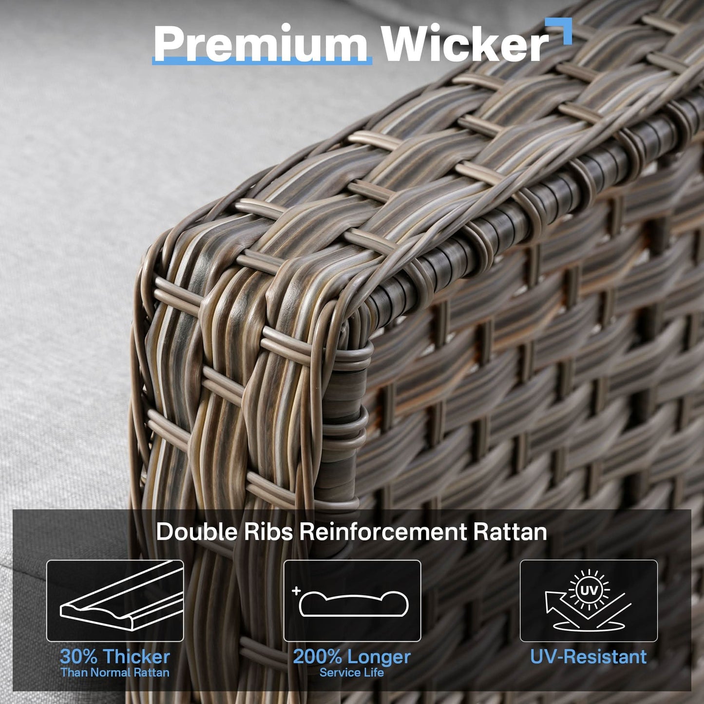 Outdoor 8 Pieces Coversation Set with Swivel Rocking Chair