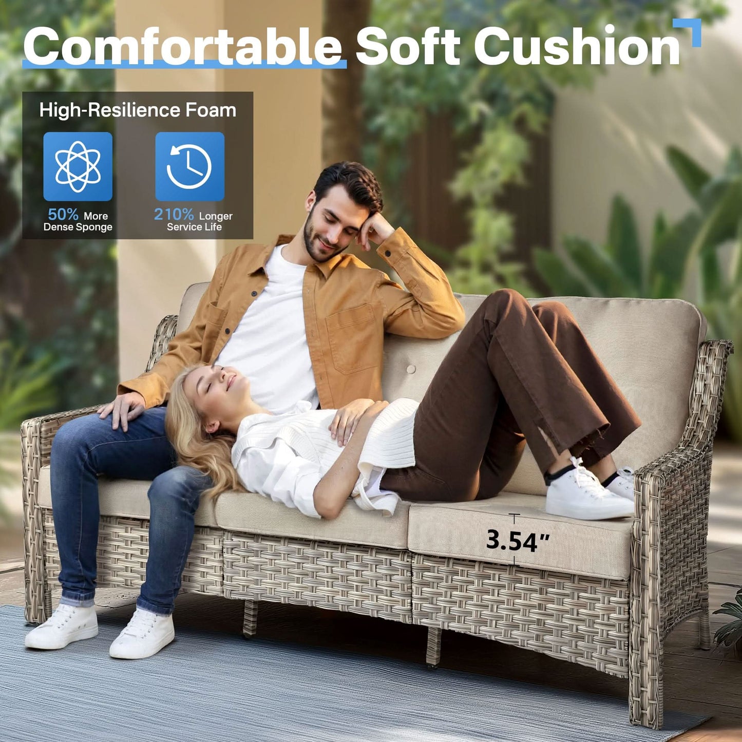 Outdoor 9 Pieces Coversation Set with Swivel Rocking Chair