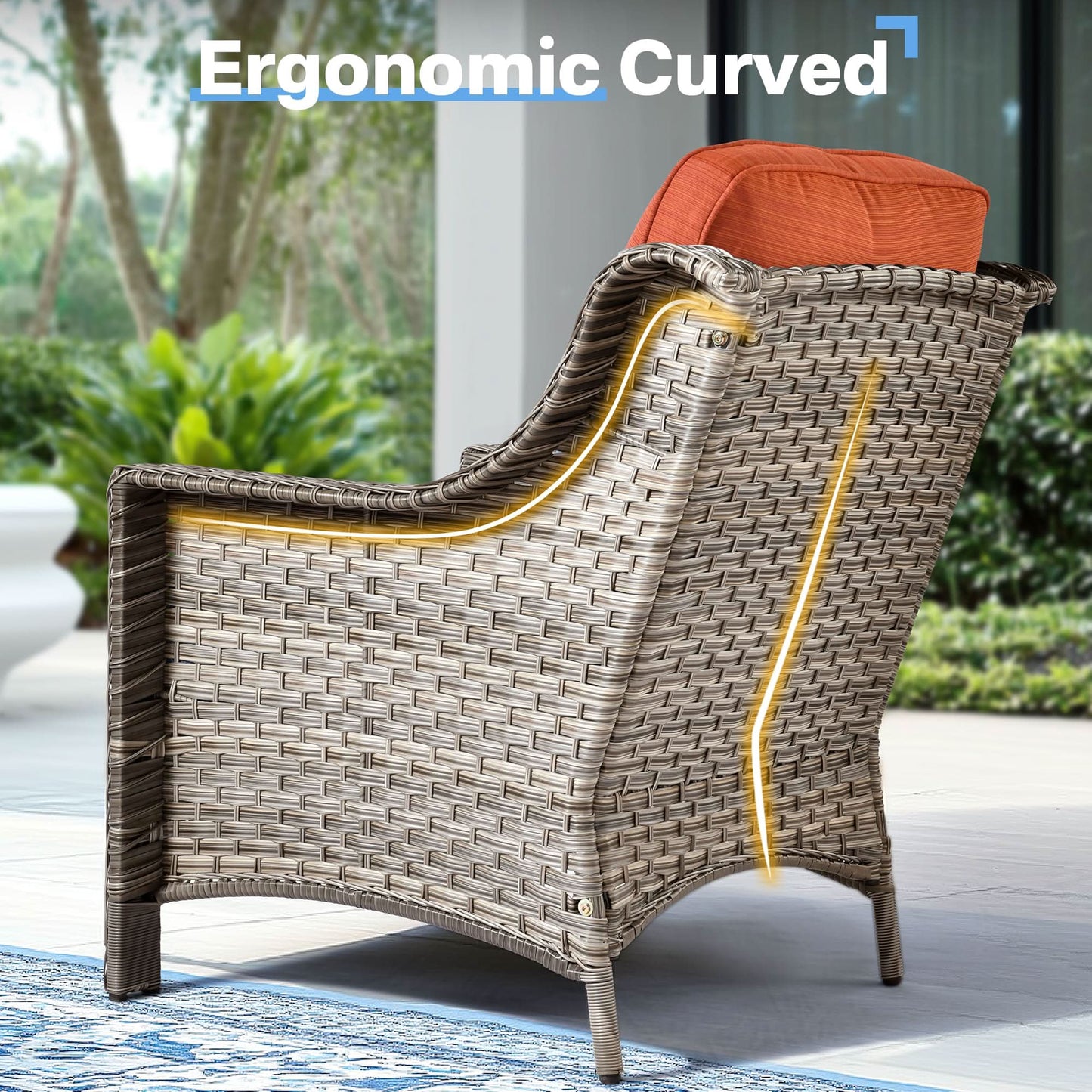 Outdoor 8 Pieces Coversation Set with Swivel Rocking Chair