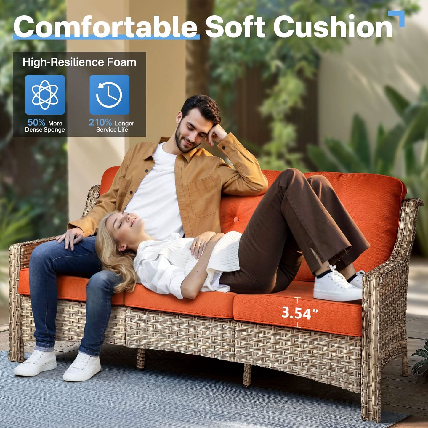 Outdoor 8 Pieces Coversation Set with Swivel Rocking Chair