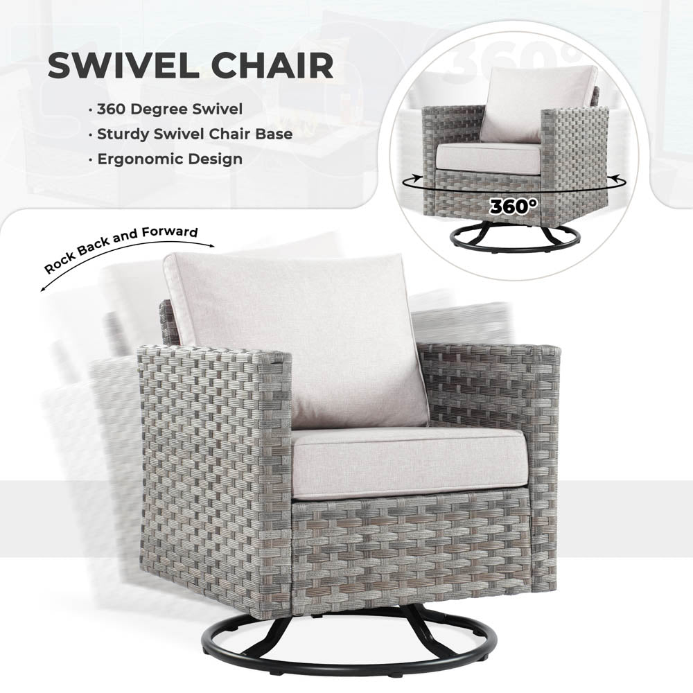 OVIOS New Rimaru Series Patio Furniture Set  9-Piece include Swivel Chairs Set Partially Assembled