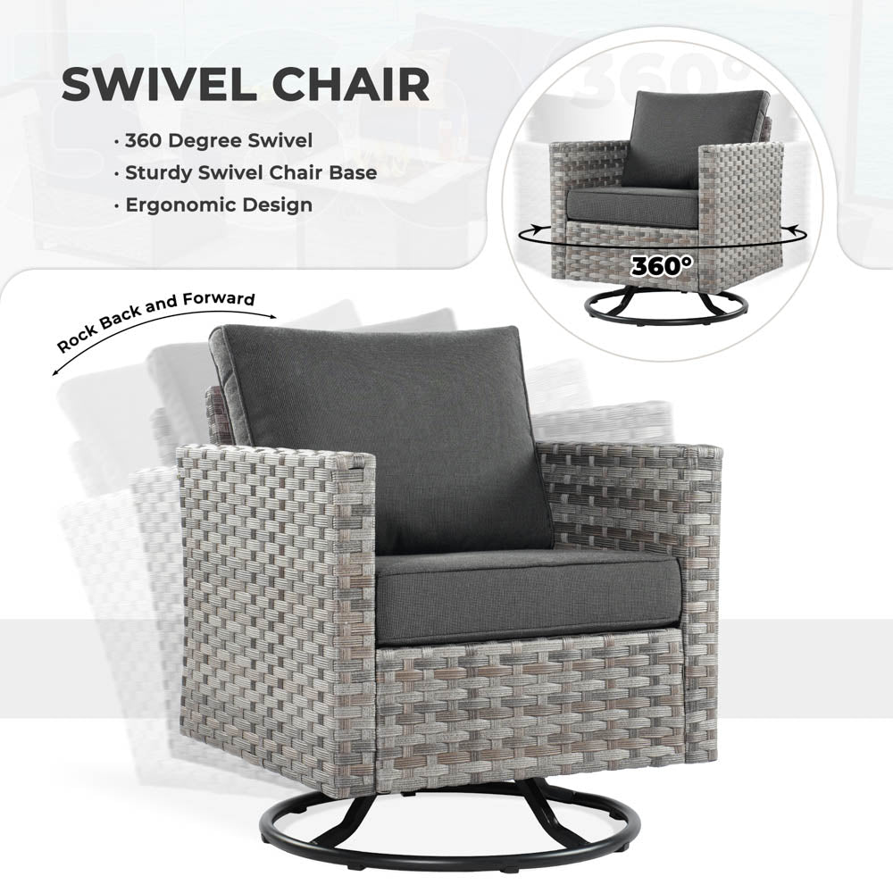 OVIOS New Rimaru Series Patio Furniture Set  9-Piece include Swivel Chairs Set Partially Assembled