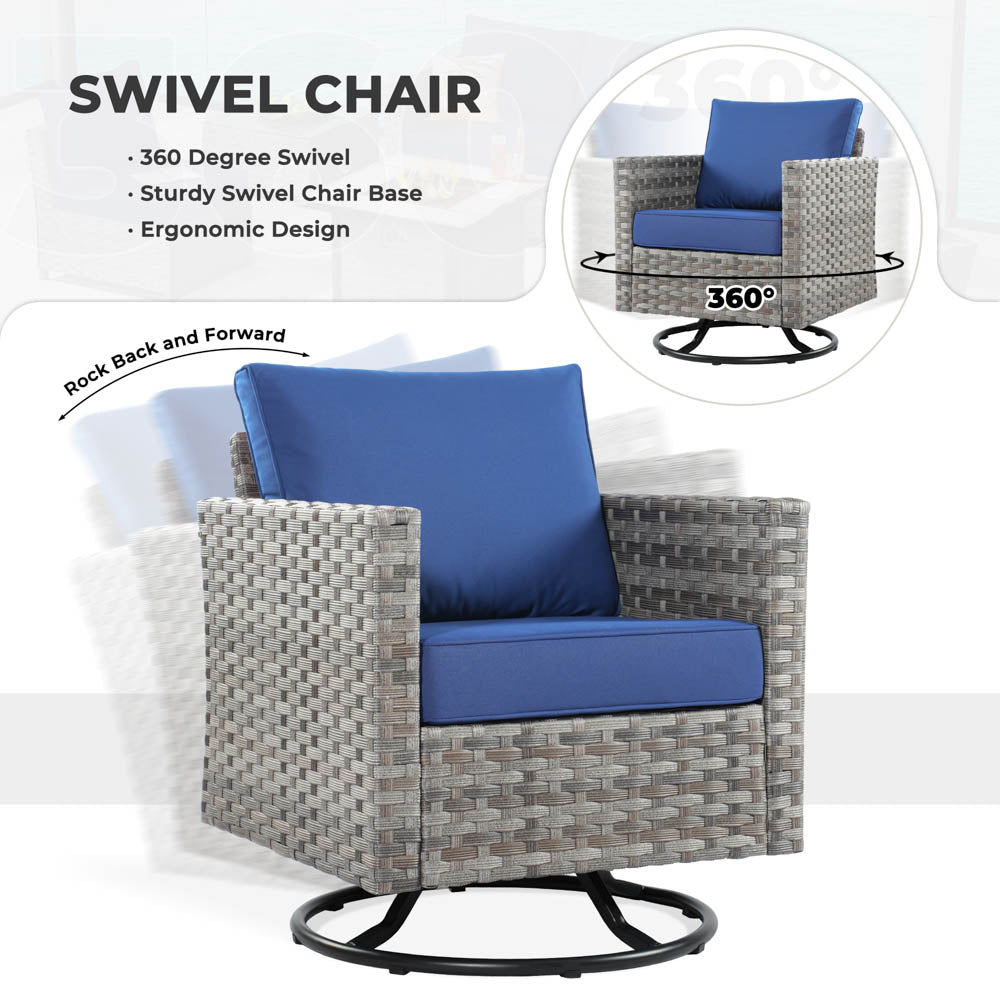 OVIOS New Rimaru Series Patio Furniture Set  9-Piece include Swivel Chairs Set Partially Assembled