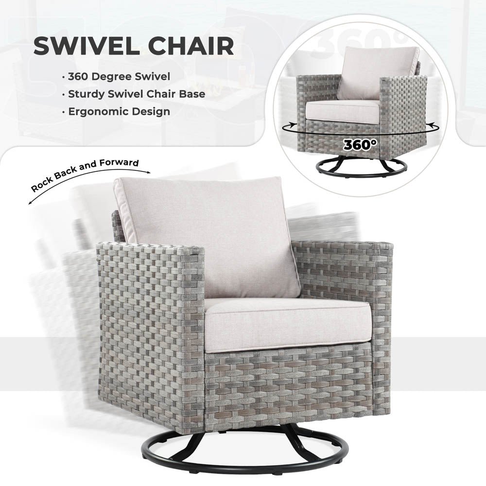 OVIOS New Rimaru Series Patio Furniture Set  9-Piece include Swivel Chairs Set Partially Assembled