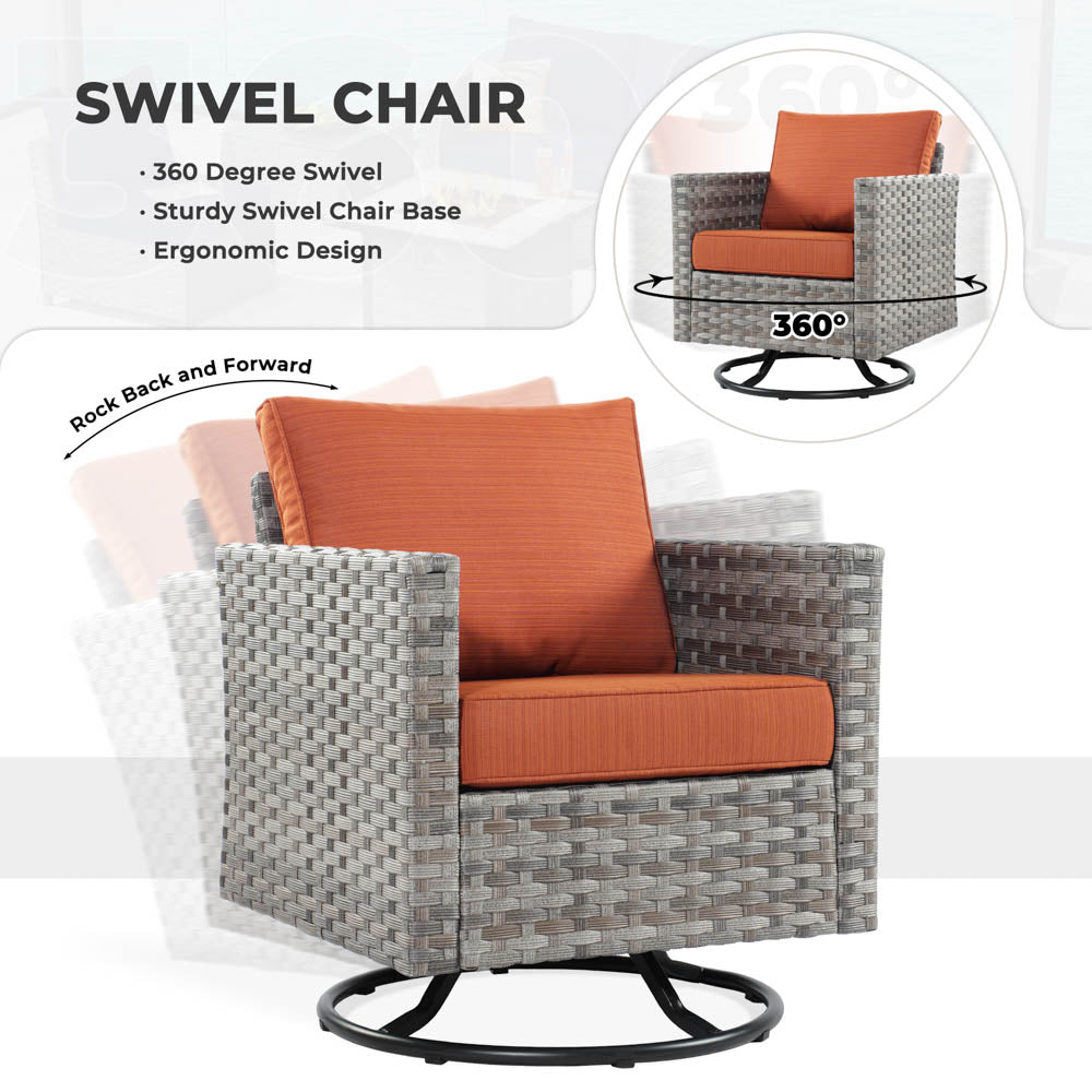 OVIOS New Rimaru Series Patio Furniture Set  9-Piece include Swivel Chairs Set Partially Assembled