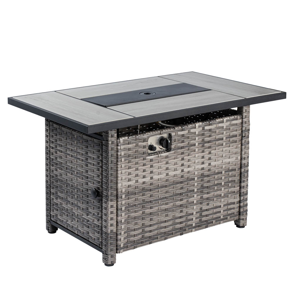 OVIOS Patio Furniture Set 8-Piece with All Weather Rattan Wicker Sofa and 42.12'' Fire Pit