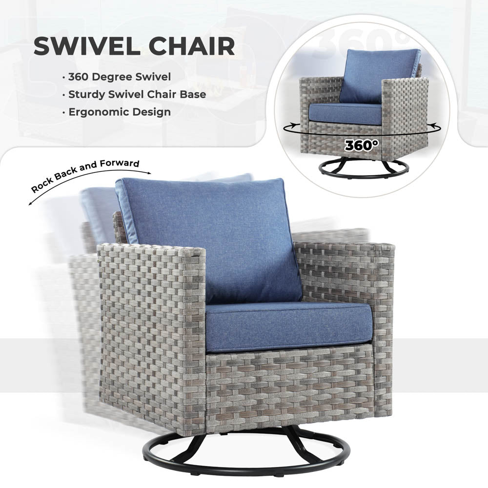 OVIOS New Rimaru Series Patio Furniture Set  9-Piece include Swivel Chairs Set Partially Assembled
