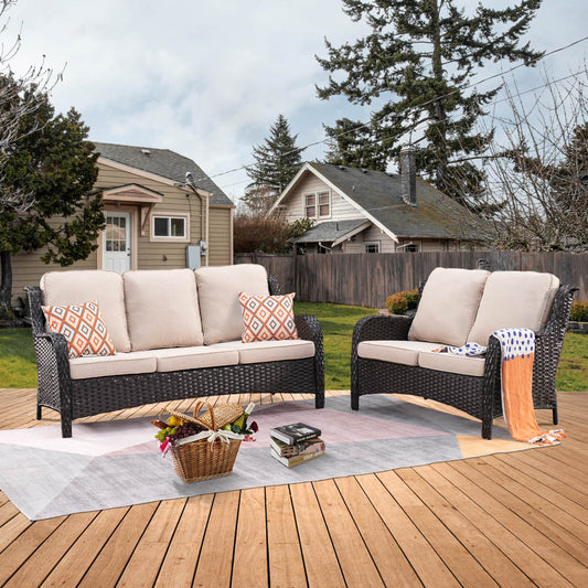 OVIOS Patio Kenard 2-Piece Conversation Set with Loveseat and Three-seat Couch