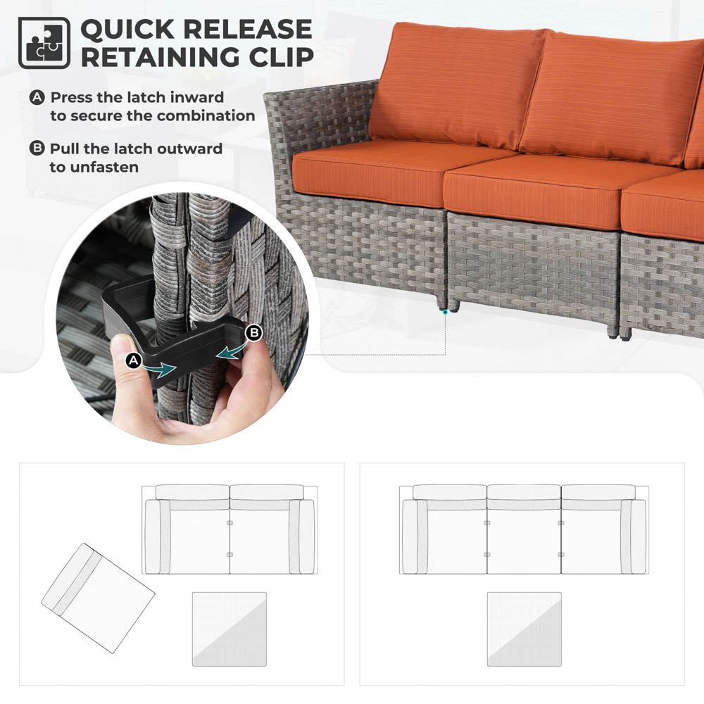 OVIOS New Rimaru Series Patio Furniture Set  9-Piece include Swivel Chairs Set Partially Assembled